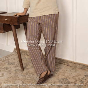 Pantalon décontracté uni en coton, coupe droite, taille élastique, respirant, confortable, pour la détente, pyjama, été, usage quotidien, pour femmes - Product Image 4