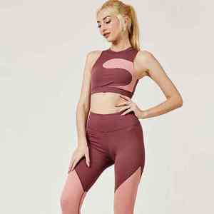 Ensemble de yoga 3 pièces pour femmes, fabriqué en usine, respirant, extensible, taille haute élastique, 100% coton, idéal pour le sport et la gym - Product Image 1