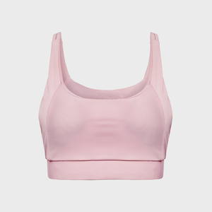 Sujetador deportivo rosa con cuello redondo, soporte medio, transpirable, para fitness y entrenamiento, top elástico sexy para mujer, sujetador deportivo de moda. - Product Image 3