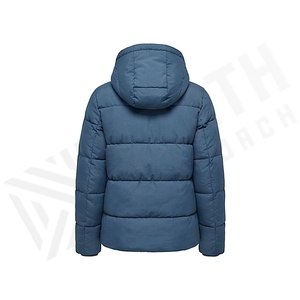 Hooded Quilted Waterproof <b>Bubble</b> Jacket Black Full Sleeve Winter Windproof Cotton Shell Knitted Fabric Polyester Filling Stand - Product Image 2