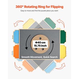 Tavolo in Legno Portatile per Puzzle da 1500 Pezzi con 4 Cassetti Girevoli in Feltro Colorato, 34x25 cm, con 2 Regolazioni Inclinabili - Product Image 3