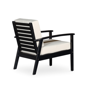 Sedia in eucalipto con finitura espresso, seduta profonda e cuscini blu navy - Product Image 5