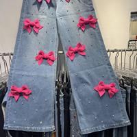 Jean en denim coupe skinny taille haute pour femme grande taille, jambe droite, motif floral 3D léopard, style Y2K, écologique et respirant, collection automne