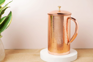 Carafe en cuivre durable 1,5 L avec couvercle et poignée métallique – Prix de gros, meilleure qualité, bienfaits ayurvédiques, camping, style américain - Product Image 3