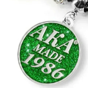   Bracelet pour femme fabriqué en 1986, élégant, couleur vert et argent, bijou à breloques, accessoire de mode pour poignet, inspiré des sororités, qualité supérieure - Product Image 6