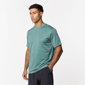 T-shirt pour homme à manches courtes, col rond, couleur unie, décontracté, séchage rapide, tricoté en polyester, coupe classique - Product Image 1