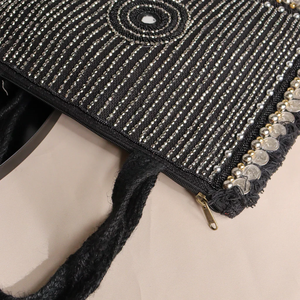 Sac fourre-tout tendance multicolore à fleurs, orné de perles faites à la main, avec poignées en bambou, pour femmes, directement de Whimsy Art Craft - Product Image 2