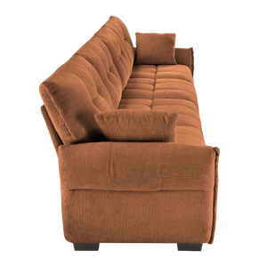 Moderno divano in legno massello a 4 posti con struttura in legno massello ciniglia alta resilienza cuscini per salotti alberghi lobby - Product Image 5