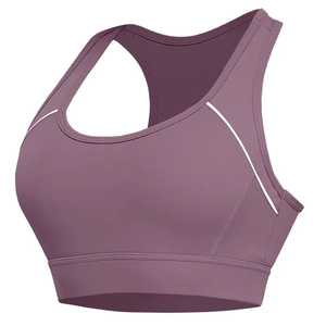 Women's Long Line High-Support <b>Racerback</b> Sports <b>Bra</b> with Reflective Trim Breathable & Anti-Bacterial Square Neck Spandex/Nylon - Product Image 5