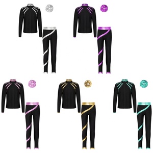 6-16 Niños Niñas Patinaje artístico Gimnasia Rendimiento Traje Chaqueta Sudadera de manga larga con pantalones Conjuntos de bandas para <span class=keywords><strong>el</strong></span> <span class=keywords><strong>cabello</strong></span> para <span class=keywords><strong>baile</strong></span> - Product Image 1