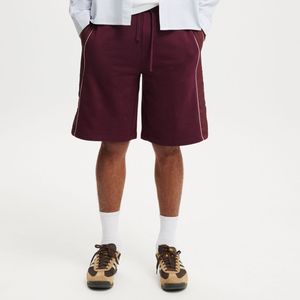 Custom Side Piping Fleece <b>Sweat</b> <b>Shorts</b> <b>Men</b> Loose Heavyweight Cotton Drawstring Track <b>Shorts</b> Casual Knee Length Burgundy <b>Shorts</b> - Product Image 1