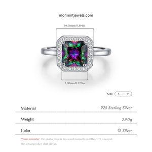 Geometric Square Shaped <b>Silver</b> <b>Ring</b> Shimmering Cubic Zirconia Micro Inlay 925 Sterling <b>Silver</b> Women <b>Eternity</b> Band <b>Ring</b> Wholesale - Product Image 5