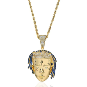 <b>Iced</b> <b>Out</b> <b>Chain</b> Hip Hop Singer Commemorate Pendant Men's Silver Necklace Cubic Zirconia Sparkling Bling Jewelry Gift For Him - Product Image 1
