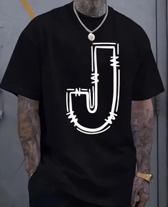 T-shirt décontracté pour homme 100 % coton à manches courtes et col rond, 250 grammes, grande taille, couleur unie, technique d'impression brodée - Product Image 2