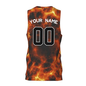 Fabricante de uniformes de baloncesto, camiseta de baloncesto con sublimación Fire Lava, ropa deportiva para hombre o mujer, equipación para partidos deportivos. - Product Image 4