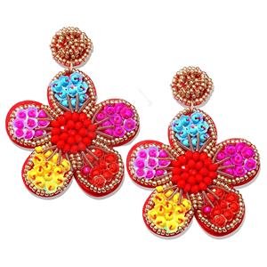 Pendientes Colgantes Plateados con Forma de Flor Inspirados en la Naturaleza, Joyería Ecológica Tejida a Mano para Mujer, Ideal para Fiestas - Product Image 2