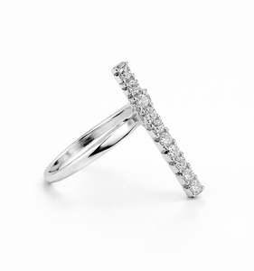 Bague Croix Diamant Or Blanc 14K 18K Minimaliste Chrétienne Diamant de Laboratoire Bague de Promesse Élégante Bague Croix Diamant de Laboratoire IGI - Product Image 2