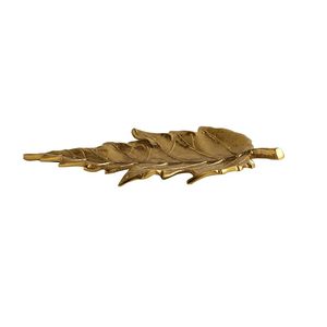 Plateau à bibelots décoratif artisanal en feuille d'or antique, plat à bijoux en métal à motif de feuille, organisateur rustique pour coiffeuse, accent de décoration intérieure - Product Image 6
