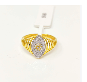 22K Solid Gold Marquise Ring for Women Authentic 916 Yellow Gold Pavé Cubic Zirconia Eye Shape Finger Ring Luxury Fine Jewelry - Product Image 2