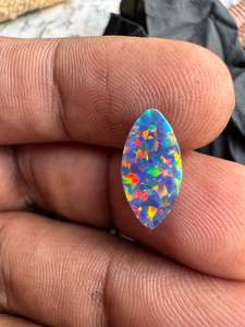 Ópalo Sintético Negro en Forma de Marquesa 10x20mm 6mm, Excelente Calidad, Juego de Color, Gema Suelta para la Fabricación de Anillos y Colgantes - Product Image 2