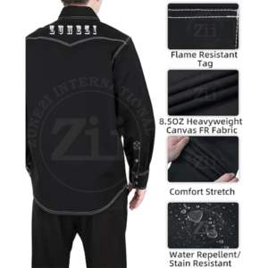 Chemise de soudage en coton respirant à carreaux ignifuge CAT2 pour hommes ZUNEZI, résistance à la chaleur 300-500°C, coutures soudées, pack respirateur - Product Image 4