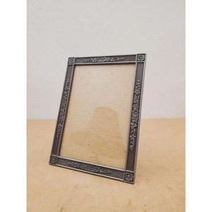 Aluminum Photo <b>Frame</b> <b>with</b> Embossed Floral Design Tabletop Vertical Orientation Handmade Metal <b>Frame</b> - Product Image 1