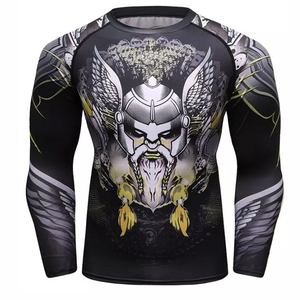 เสื้อรัดกล้ามเนื้อแขนยาวสำหรับผู้ชาย ป้องกันรังสียูวี ระบายอากาศได้ดี สำหรับ MMA ยิวยิตสู  แบบไม่ต้องสวมชุด  สำหรับการต่อสู้  รับสกรีนลายตามสั่ง - Product Image 3