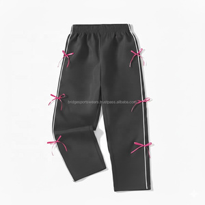 Pantalon de jogging en toile à taille mi-haute, coupe ample, avec cordon de serrage et poches, couleur unie, hiver - Product Image 4