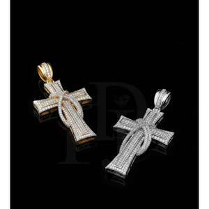 Collar Religioso Premium con Colgante de Cruz de Diamantes Estilo Hip Hop, en Plata y Oro 10K 14K, Joyería Urbana para Hombre - Product Image 3