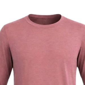 Camiseta básica casual de manga larga para mujer, color rosa empolvado, con cuello redondo, dobladillo curvo, ajuste ceñido, para uso diario y capas, con puños abotonados. - Product Image 2