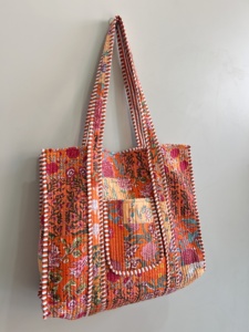 Cotton Quilted Shopping <b>Bag</b> | <b>Boho</b> Floral Tote | Custom Logo & Bulk Order Available - Product Image 2