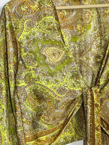 Haut court en soie 100% fait main pour femme, motif floral, décolleté plongeant, à nouer, sans bretelles, manches longues, pour soirée - Product Image 3