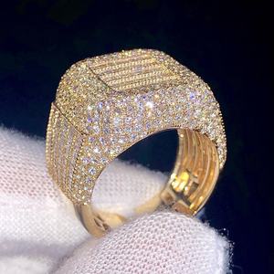Direct Factory Supply Geometric <b>Cocktail</b> <b>Ring</b> 18K <b>Gold</b> Plated Micro Pave Cubic Zirconia Unisex Party Jewelry Glam Style - Product Image 1