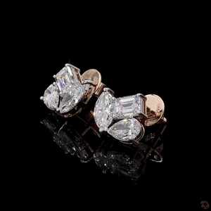 Pendientes Exclusivos de Perlas, Esmeraldas y Tres Diamantes, Cultivados en Laboratorio, Certificados por IGI, Color D E F, Claridad VVS VS, Oro, Oro Rosa, Oro Blanco - Product Image 4