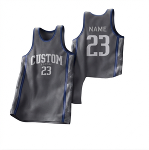 Conjunto de Uniforme de Baloncesto Azul Oscuro para Hombre, Malla Transpirable, Cuello en V, Personalizable con Número y Nombre, 100% Poliéster, Pantalones Cortos Deportivos, OEM, Secado Rápido - Product Image 1