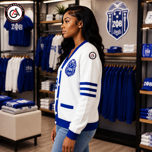 เสื้อคาร์ดิแกนอะคริลิกปักลายสำหรับผู้หญิง Zeta Phi Beta Winter Finer |   ZOB Sorority ชุดปักลายสไตล์วินเทจสำหรับสุภาพสตรี - Product Image 3