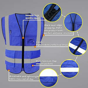 Chaleco de Seguridad Reflectante de Alta Visibilidad Personalizado, Transpirable, con Malla, Ropa de Trabajo, Ropa para Voluntarios Públicos, Bolsillos, Logotipo, Poliéster Antibacteriano - Product Image 4