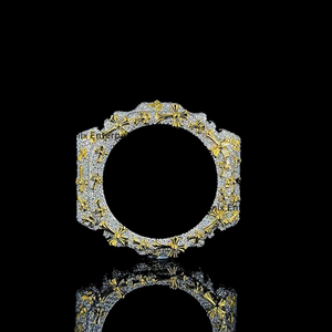 Boîtier de montre de luxe serti de pierres de moissanite, style Hip Hop, plaqué or, avec lunette personnalisée pour homme - Product Image 1