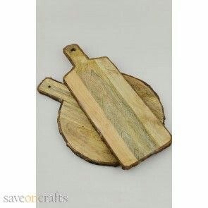 Planche à découper rectangulaire en bois avec poignée, finition naturelle, planche de cuisine monobloc - Product Image 2