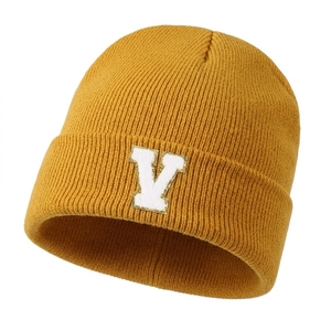 Bonnet en tricot torsadé 100 % acrylique, doublure peluche chaude, bonnet d'hiver unisexe, bonnet épais tricoté à revers, couleur unie - Product Image 5