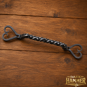 Hand Forged Wrought Iron Twisted <b>Barn</b> <b>Door</b> Handle Heavy Duty Rustic Gate Pull Matte Black Heart Base Cabinet Drawer <b>Hardware</b> - Product Image 3