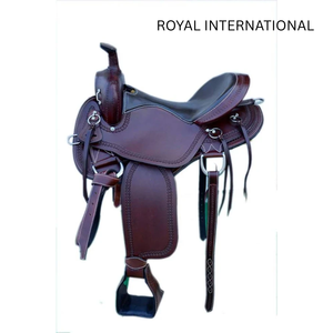 Selle de cheval western artisanale haut de gamme en cuir véritable, équipement d'équitation confortable et durable pour la randonnée et l'entraînement équestre - Product Image 1