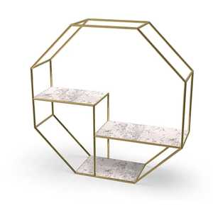Modern S Shaped <b>Gold</b> Metal <b>Console</b> <b>Table</b> 3 Tier Wave Charcoal Grey Storage Shelf Creative Sideboard Display Rack - Product Image 6