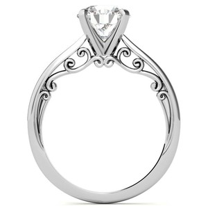 Anillo de Compromiso de Moissanita con Corte Redondo para Ella, Plata de Ley 925, Chapado en Oro Blanco, Anillo de Boda de Lujo, Regalo de Aniversario - Product Image 2