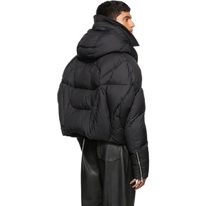 Doudoune matelassée en nylon noir brillant entièrement zippée avec capuche intégrale, personnalisable, pour l'hiver - Product Image 6