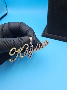 Colgante de Letra de Moissanita de Plata de Ley 925, Estilo Cursivo, Lujo, Bañado en Rodio, Joyería 3D Personalizada para Rapper Hip Hop - Product Image 4