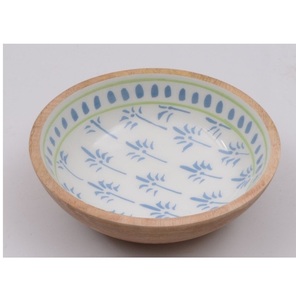 Tazón de ensalada de madera de mango esmaltada de calidad de exportación, artesanía de lujo, vajilla de madera para cocina moderna y hogar, disponible para la venta. - Product Image 1