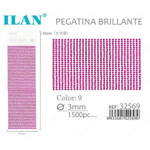 Ilan Pegatina Brillante 3mm Fuchsia 1500 piezas Tarjeta Grande Adhesivo de Diamantes de Imitación - Product Image 3