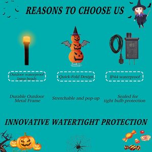 Decorazioni di Halloween da Esterno 3FT - Zucca Illuminata Pieghevole da 37 Pollici con 40 Luci LED, Jack-o'-lantern Estensibile - Product Image 5