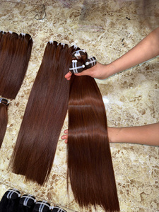Extensions de cheveux humains Remy vietnamiens double trame, brun, sans produits chimiques, tissage à la machine, vente en gros - Product Image 1